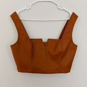 Anthropologie Maeve Faux Leather Notch Tank